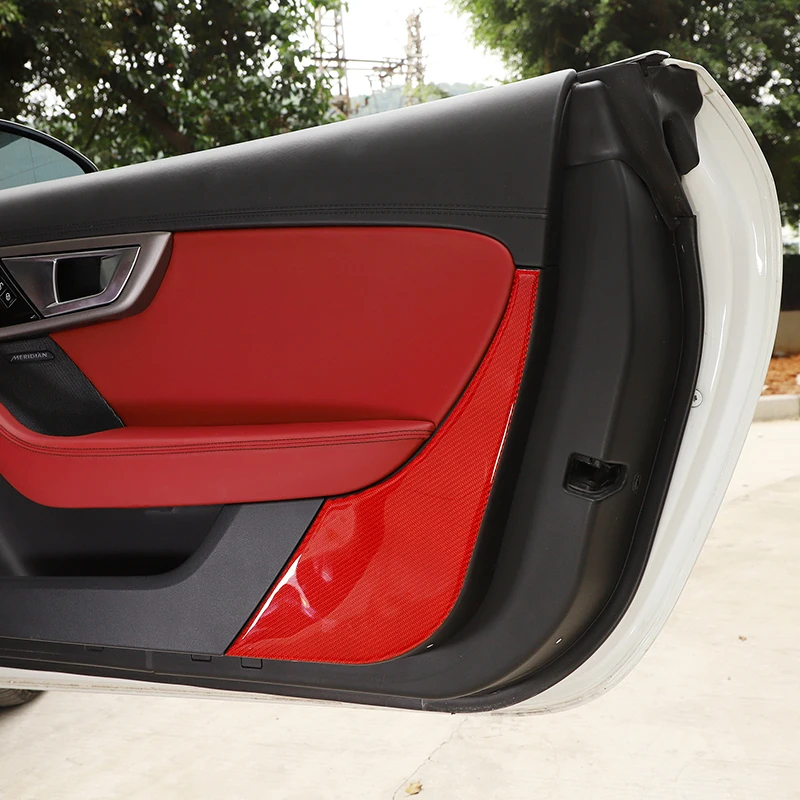 Наклейки для внутренней отделки дверной панели автомобиля из мягкого углеродного волокна Для Jaguar F-TYPE 2013-2022 Аксессуары для интерьера Авто 5